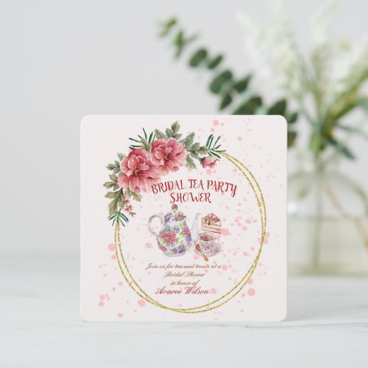 Bridal Tea Party Shower Uitnodiging (Staand voorkant)