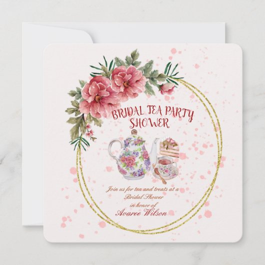Bridal Tea Party Shower Uitnodiging (Voorkant)