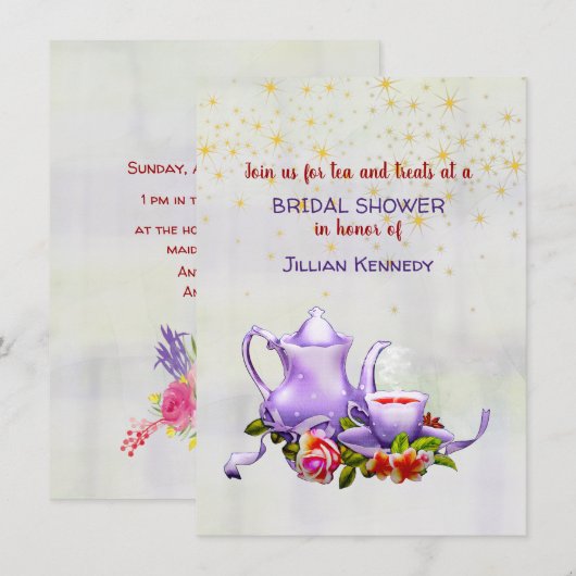 Bridal Tea Party Shower Uitnodiging (Voorkant / Achterkant)