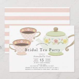 Bridal Tea Party Tea Pot & Cups Vrijgezellenfeest Kaart