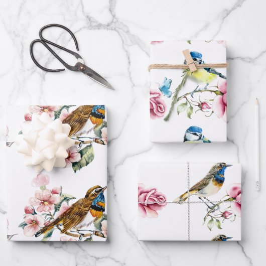 Bridal Tea Party Waterverven die papierbladen over Inpakpapier Vel (Voorkant)