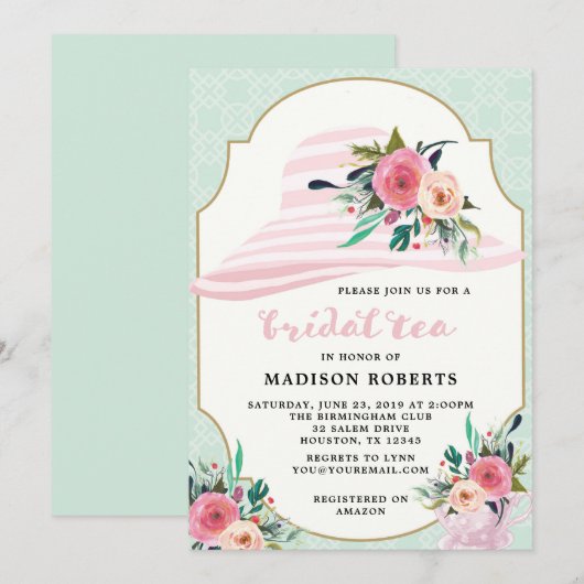 Bridal Tea Pet Waterverf Flowers Kaart (Voorkant / Achterkant)