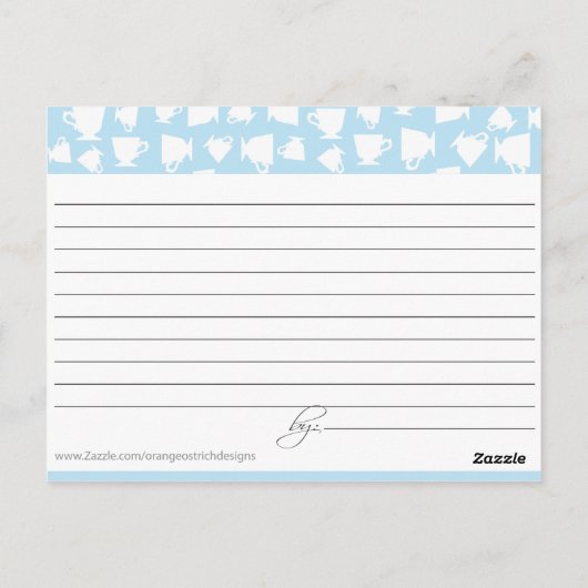 Bridal Tea Recept Kaart (Achterkant)