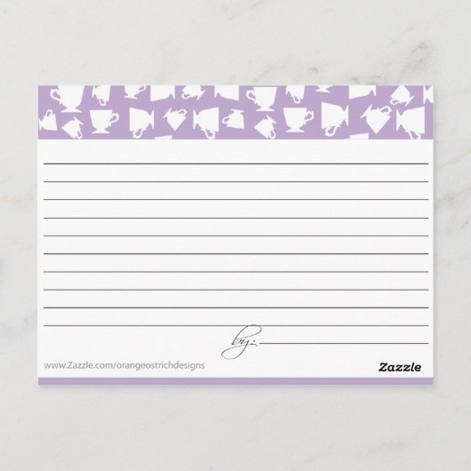 Bridal Tea Recept Kaart (Achterkant)