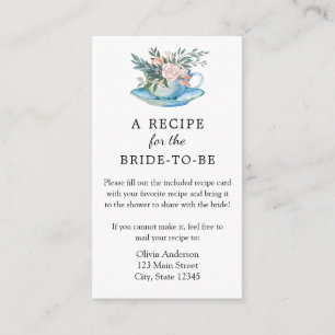 Bridal Tea Recipe Request Enclosure Card Informatiekaartje