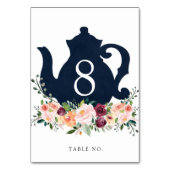 Bridal Tea Shower Teapot Table Number Kaart (Voorkant)