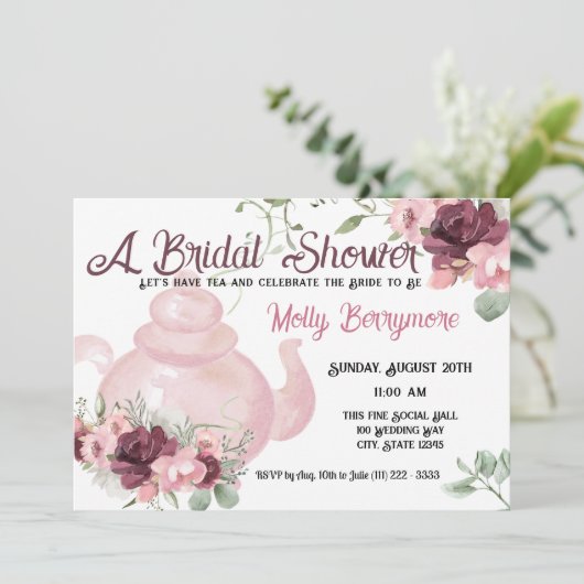 Bridal Tea Shower Uitnodiging (Staand voorkant)