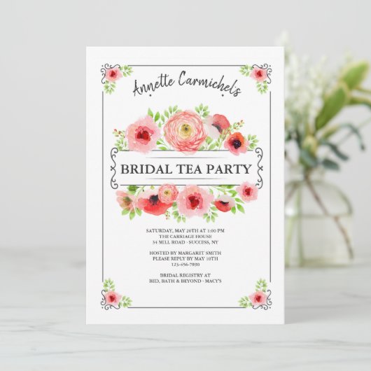 Bridal Tea Shower Uitnodiging (Staand voorkant)