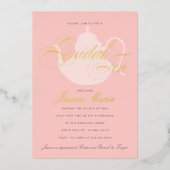 Bridal Tea Silver Tea Pot Elegant Vrijgezellenfees Folie Uitnodiging (Voorkant)