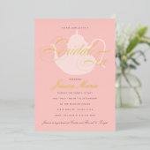 Bridal Tea Silver Tea Pot Elegant Vrijgezellenfees Folie Uitnodiging (Staand Voorkant)