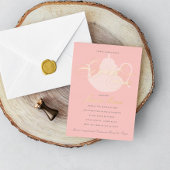 Bridal Tea Silver Tea Pot Elegant Vrijgezellenfees Folie Uitnodiging