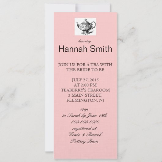Bridal Tea Uitnodiging (Achterkant)