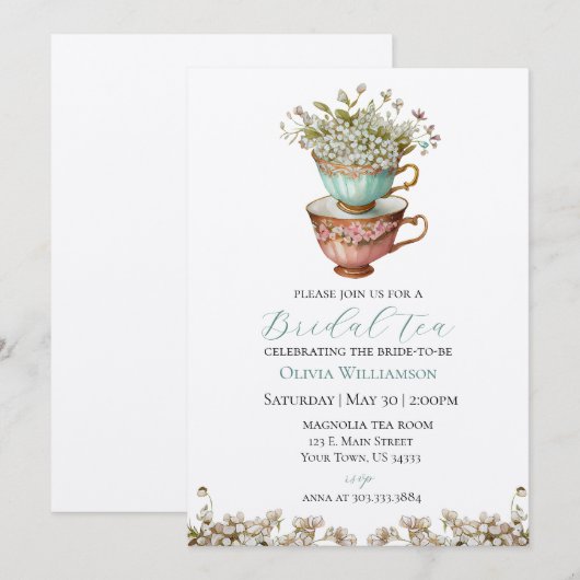 Bridal Tea Wedding Shower Kaart (Voorkant / Achterkant)