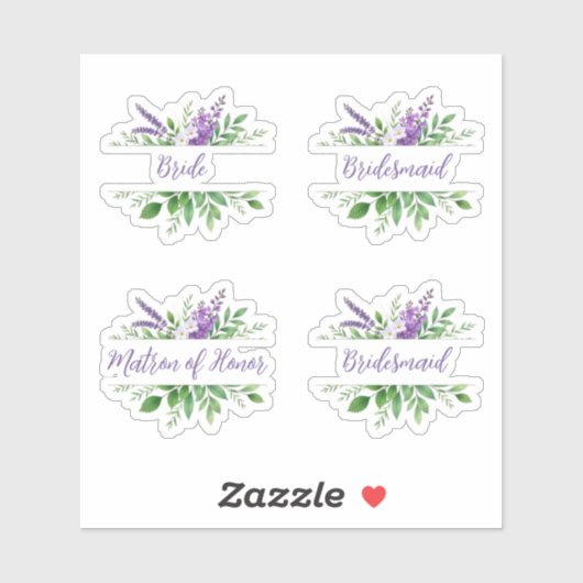 Bridal Team Purple Romantic Floral Split Border Sticker (Vel)