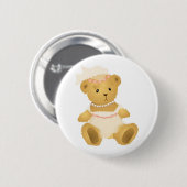 Bridal Teddy Bear Ronde Button 5,7 Cm (Voorkant /achterkant)