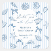 Bridal Toast On The Coast Seashells Bridal Shower Vierkante Sticker (Voorkant)