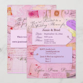 Bridal Travel Shower: roze en paarse invi Kaart (Voorkant / Achterkant)