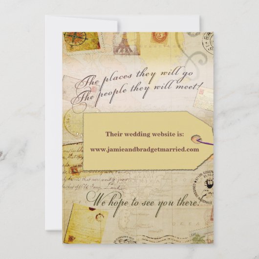 Bridal Travel Shower-thema in cacao en crème Kaart (Achterkant)