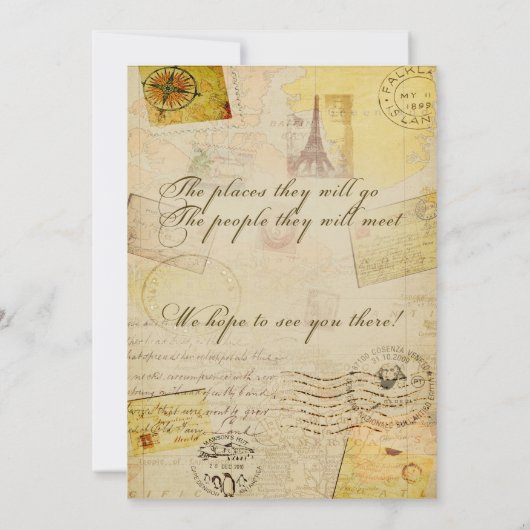 Bridal Travel Shower-thema in crème en tan Kaart (Achterkant)