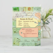 Bridal Travel Shower-thema zeevaart en koraal Kaart (Staand voorkant)