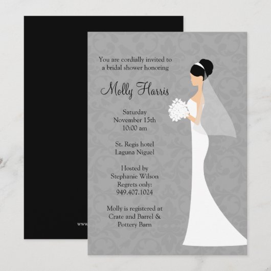 Bridal Uitnodiging van de Shower met de passende E (Voorkant / Achterkant)