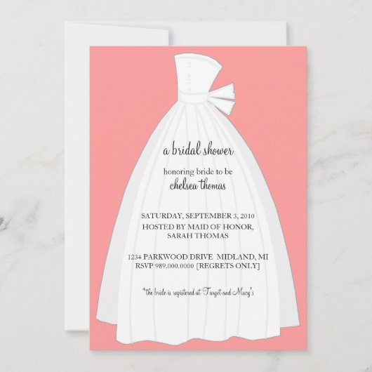 Bridal Uitnodiging van de Shower {Peach} (Voorkant)