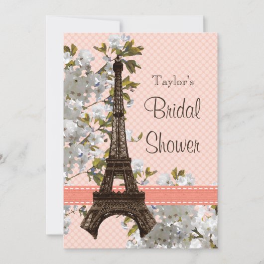 Bridal-uitnodigingen van de Parisian Eiffel Tower Kaart (Voorkant)