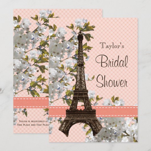 Bridal-uitnodigingen van de Parisian Eiffel Tower Kaart (Voorkant / Achterkant)