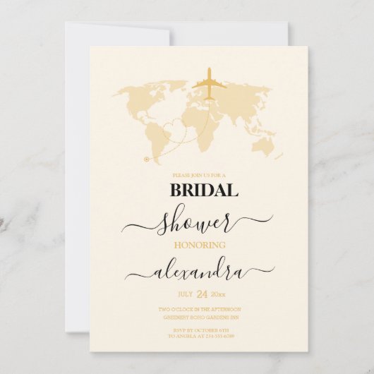 Bridal van de moderne zwarte en goudbestemming kaart (Voorkant)