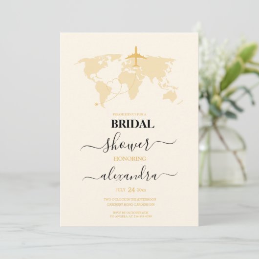 Bridal van de moderne zwarte en goudbestemming kaart (Staand voorkant)