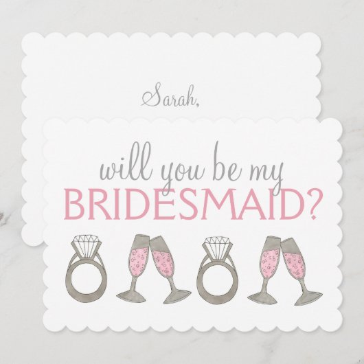 Bridal van de roze Champagne Diamond Kaart (Voorkant / Achterkant)