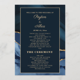 Bridal van het Navy Blue Marmer Wedding Programme Programmakaart