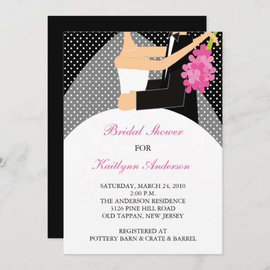 Bridal van zwart-wit - Shower - uitnodiging (Voorkant / Achterkant)