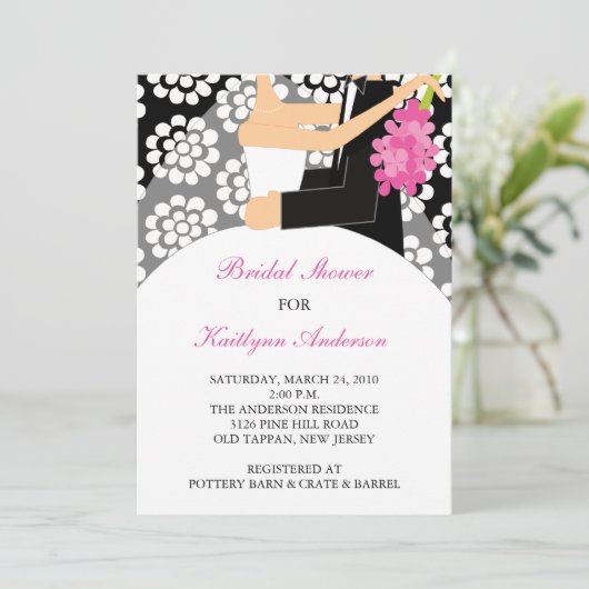 Bridal van zwart-wit - Shower - uitnodiging (Staand voorkant)