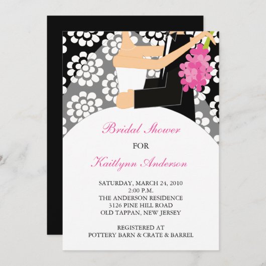 Bridal van zwart-wit - Shower - uitnodiging (Voorkant / Achterkant)