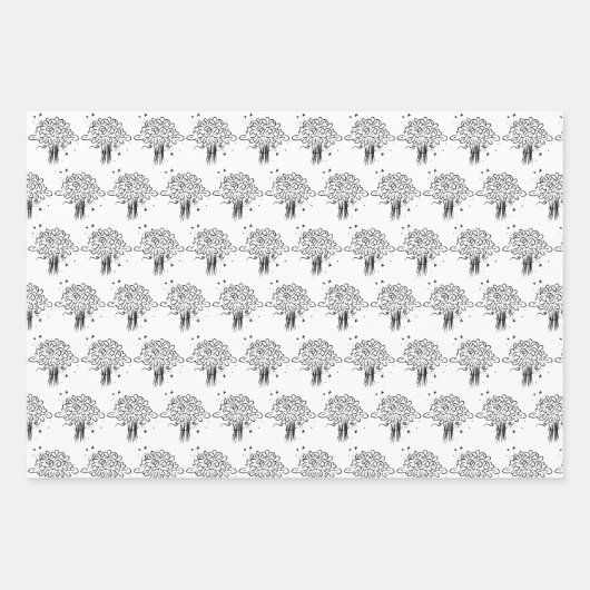 Bridal van zwarte en witte Floral/bruiloft Inpakpapier Vel (Voorkant 2)