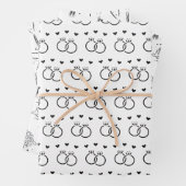 Bridal van zwarte en witte Floral/bruiloft Inpakpapier Vel (In situ)