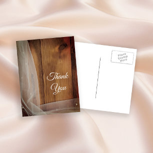 Bridal Veil Barn Wood Country Weddenschap Briefkaart