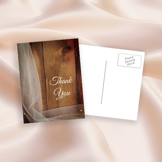 Bridal Veil Barn Wood Country Weddenschap Briefkaart