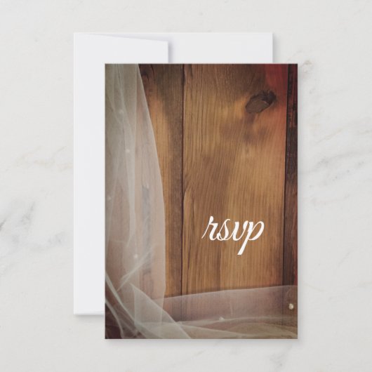 Bridal Veil Barn Wood Country Weddenschap RSVP Car Kaartje (Voorkant)