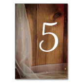Bridal Veil en Barn Wood Wedding Table Numbers Kaart (Achterkant)