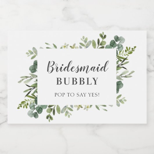 Bridal-voorstel van de Bridesmaid Sparkling Wijnetiket (Enkel label)