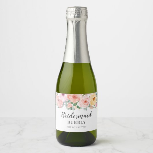 Bridal-voorstel van de Bridesmaid Sparkling Wijnetiket (Voorkant)