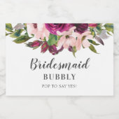 Bridal-voorstel van de Bridesmaid Sparkling Wijnetiket (Enkel label)