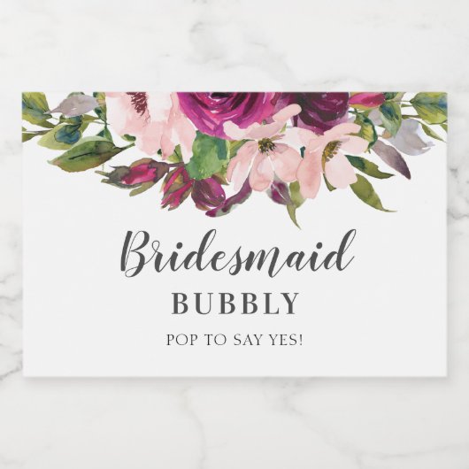 Bridal-voorstel van de Bridesmaid Sparkling Wijnetiket (Enkel label)