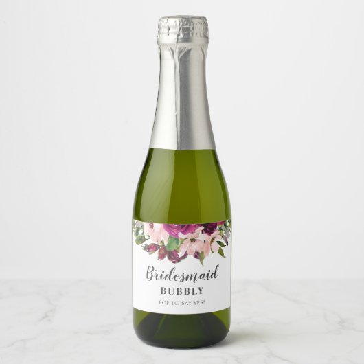 Bridal-voorstel van de Bridesmaid Sparkling Wijnetiket (Voorkant)