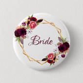 Bridal waterverkleurde bloemkolen grof goud ronde button 5,7 cm (Voorkant)