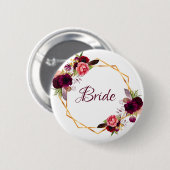 Bridal waterverkleurde bloemkolen grof goud ronde button 5,7 cm (Voorkant /achterkant)