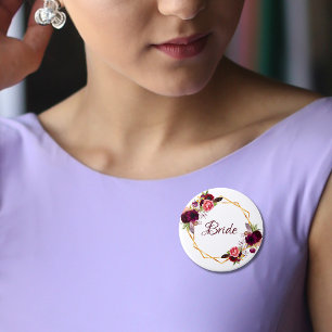 Bridal waterverkleurde bloemkolen grof goud ronde button 5,7 cm