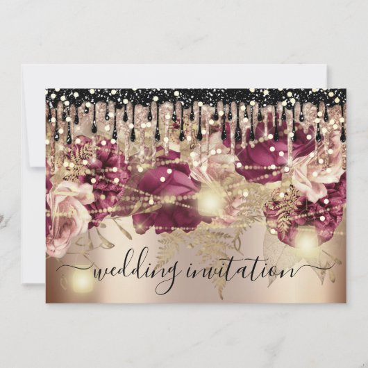 Bridal Weddenschap Roos Drip Pink Marsala Licht Go Kaart (Voorkant)